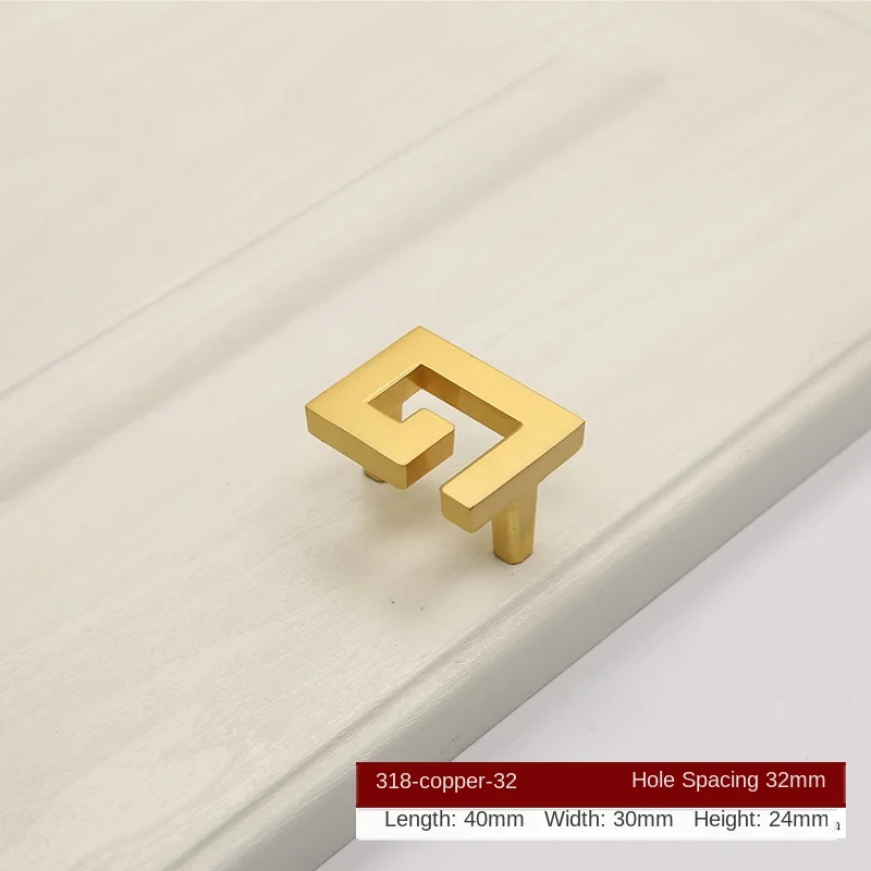 318-C.C32mm JD New Chinese Zinc Alloy Door Wardrobe Brushed Brass Door Handle Gold Cabinet Drawer Door Handle Furniture Handle Hardware - Color: 318-C.C32mm