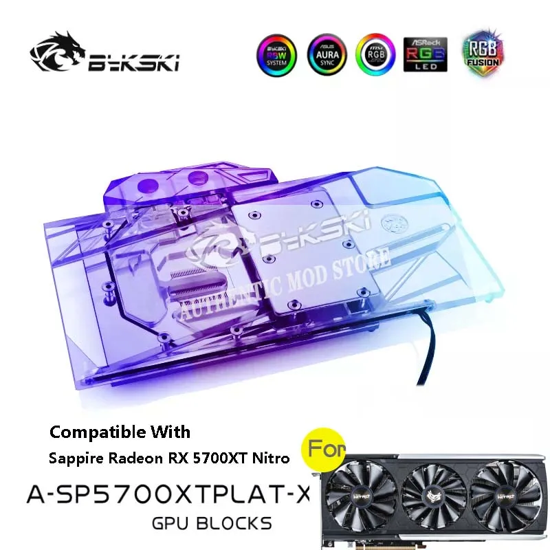 Bykski A SP5700XTPLAT X,GPU Water Block For Sapphire Radeon RX 5700 XT