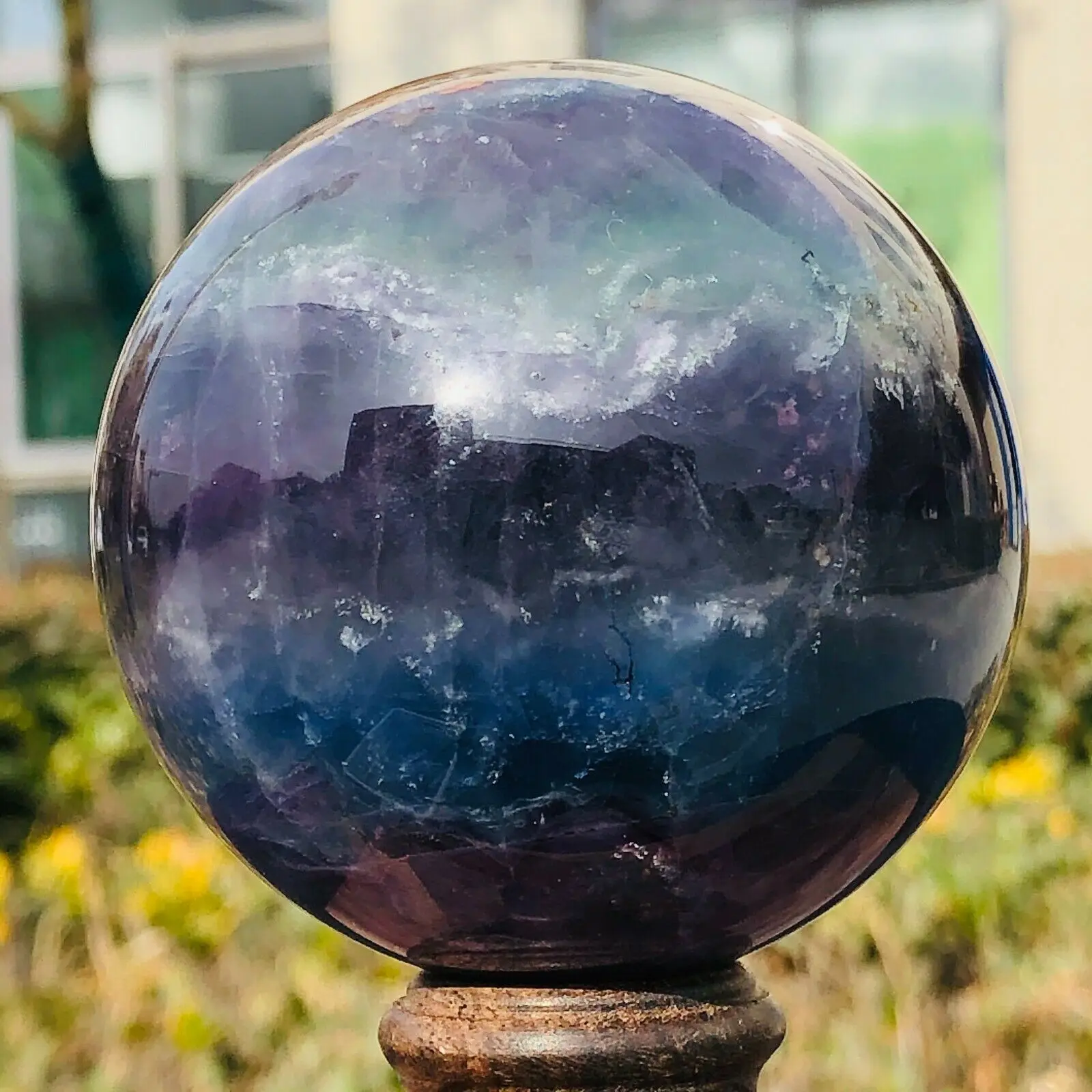 

natural fluorite ball color quartz crystal gem healing hot sale