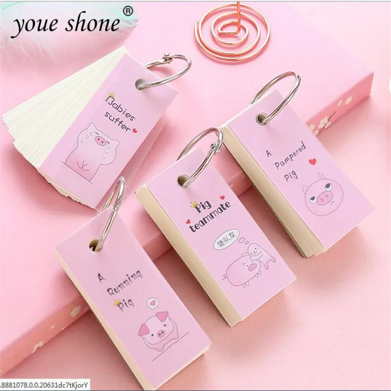 

1pcs= 100 sheets Creative thick iron ring notebook loose-leaf portable cute Cute blank message note pad paper small book