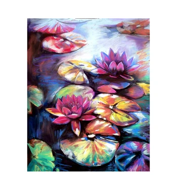 

Painting By Numbers DIY Dropshipping Big size Color Lotus pond Flower Canvas Room Decoration Art picture Child Gift
