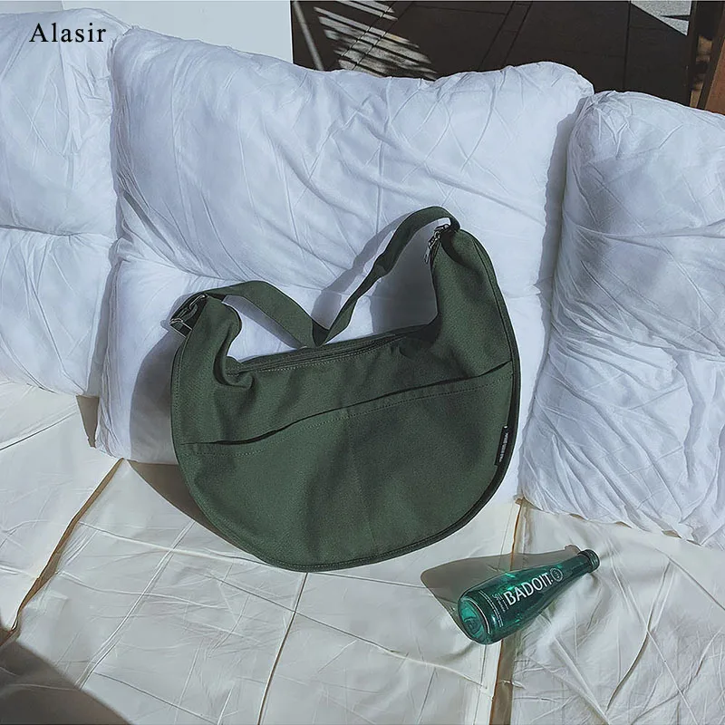 Alasir Artsy Холщовая Сумка для девочек, консервативный дизайн, однотонные сумки на плечо для покупок, Женская тканевая сумка Хобо, сумка, Минималистичная сумка через плечо