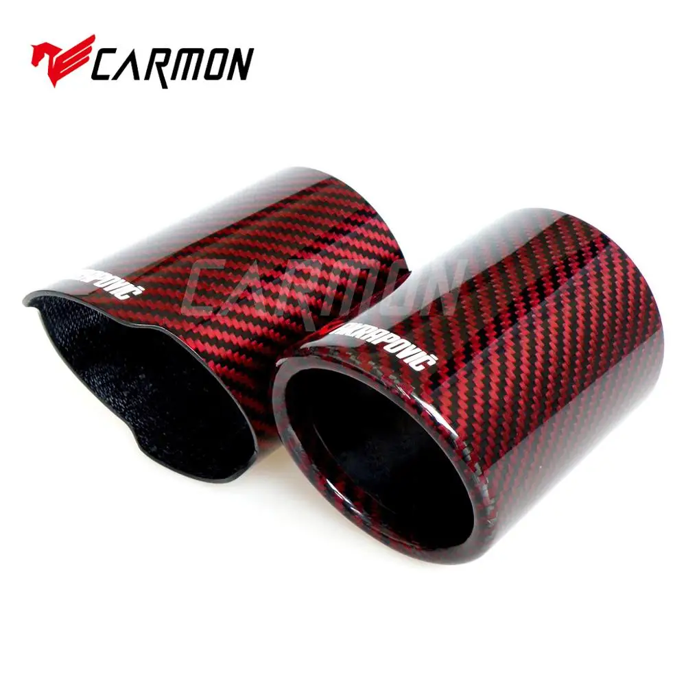 Akrapovic Logo Car Universal Exhaust Pipe Red and Twill Carbon Fiber Cover Muffler Tip case housing | Автомобили и мотоциклы