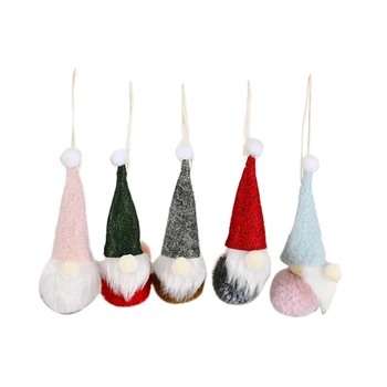 

Faceless Doll,5Pcs Christmas Tree Hanging Gnomes Ornaments, Handmade Plush Gnomes Santa Elf Hanging Home Decorations