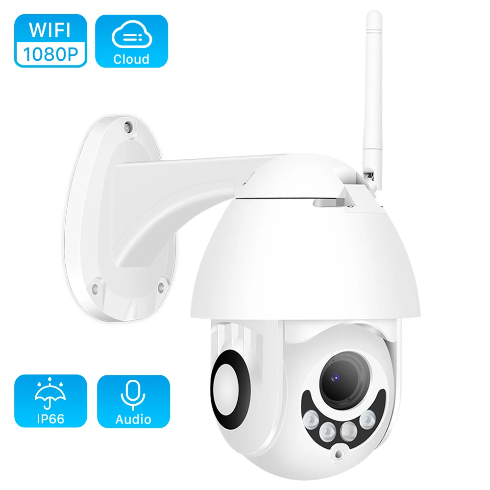

Outdoor Wireless PTZ Camera H.265 1080P 2MP Two-way Audio IR Speed Dome Camera Cloud Storage Motion Detect Onvif Wifi IP Camera