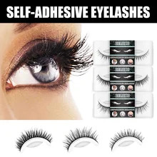 1 Pair False Eyelashes Reusable Self Adhesive Fake Eyelashes Extensions No Glue Needed Eye Makeup for Natural Curl Lashes