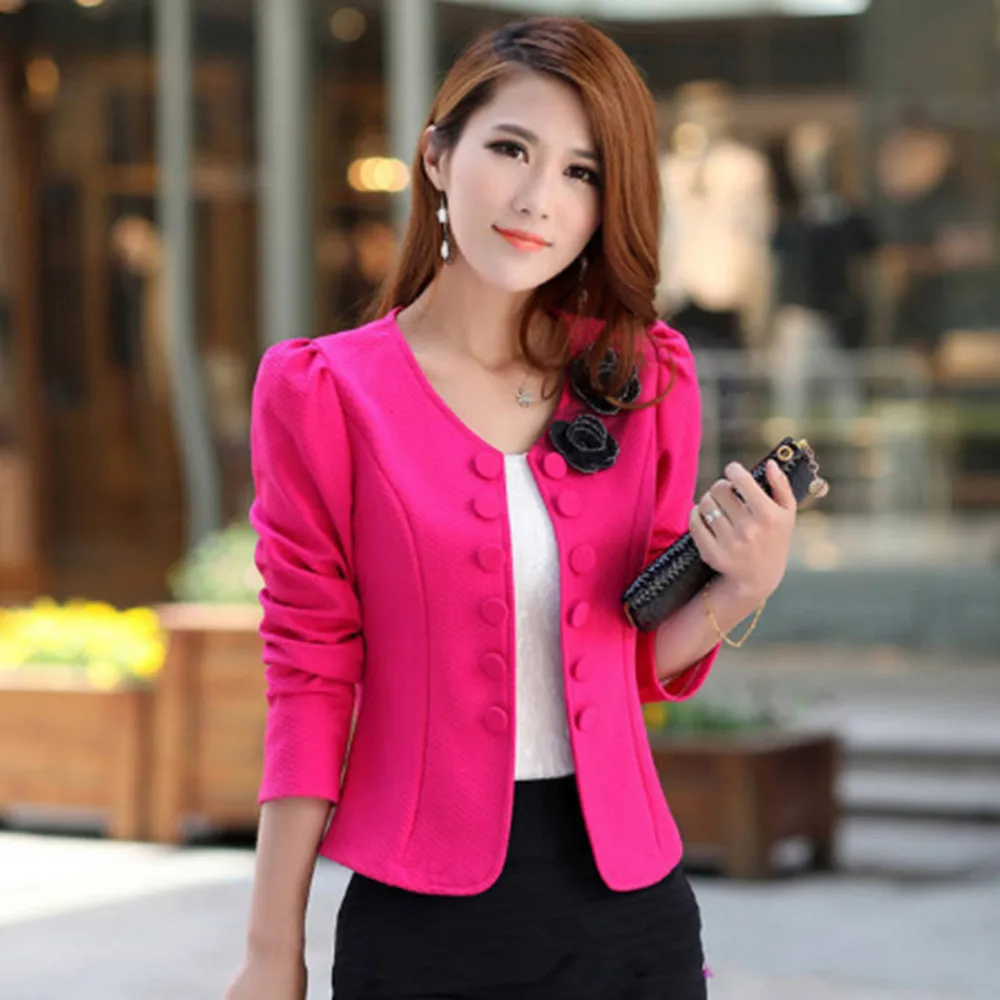 Новая мода женские топы тонкий костюм Офисная Женская короткая куртка SZ:S 3XL