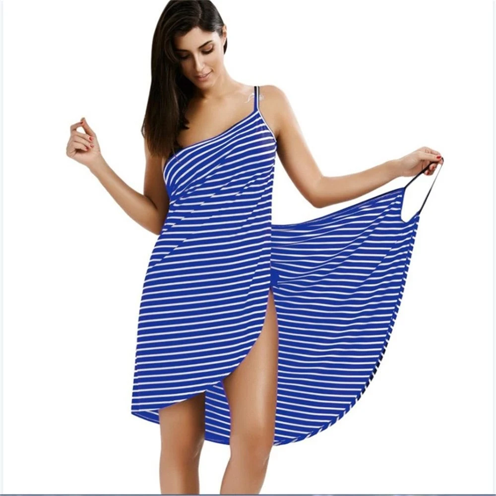 wearable stripe toalha vestido meninas mulher secagem