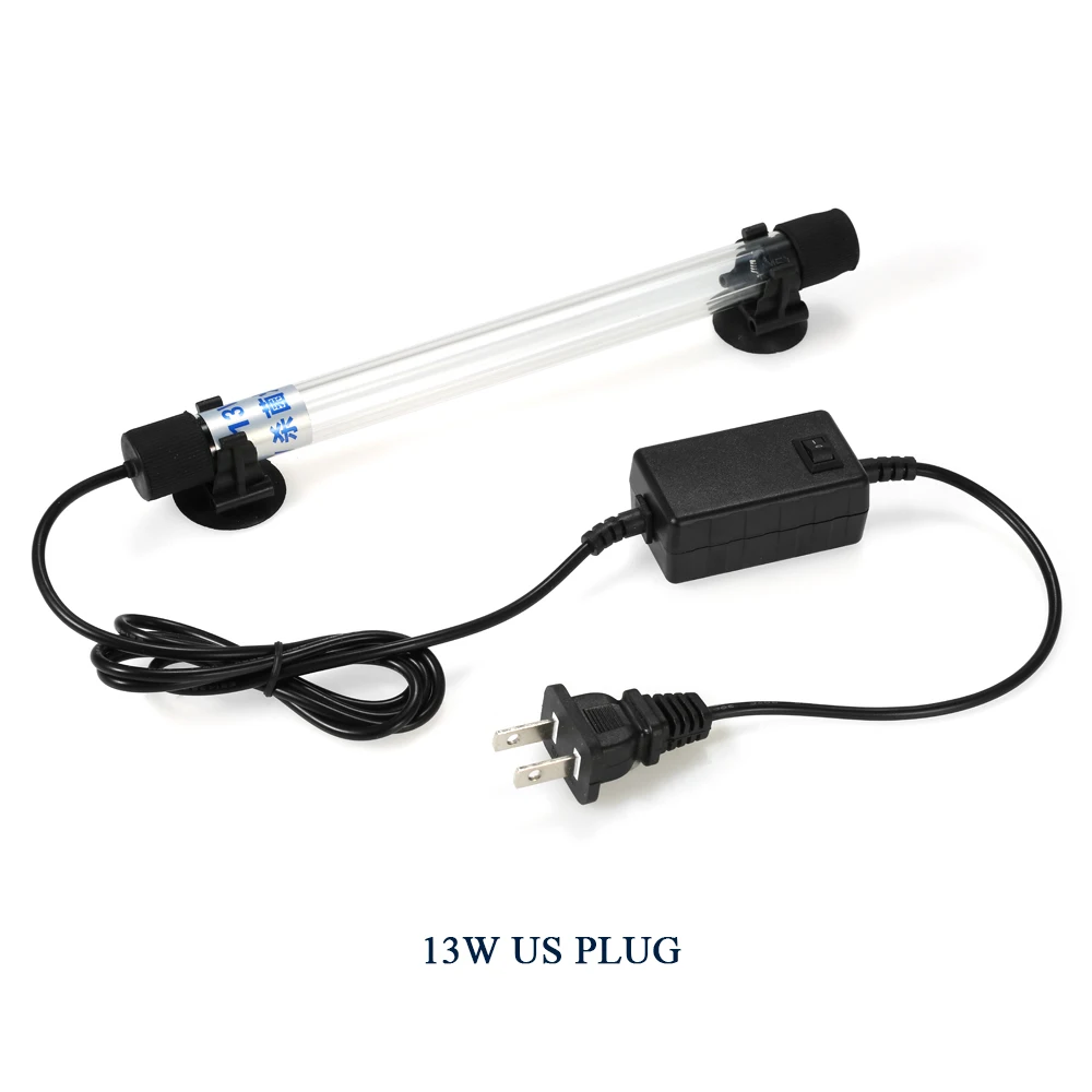 13W US Plug 13 Вт УФ-светильник для стерилизации, погружной ультрафиолетовый стерилизатор, дезинфекция воды, AC220-240V, светодиодный светильник для аквариума - Цвет: 13W US Plug