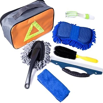 

7PCS/Set Car Home Cleaning Tools Set Washing Cloth Towel Duster Brush Soft Absorbent Car Cleaning Towels Car Vehicle Care #