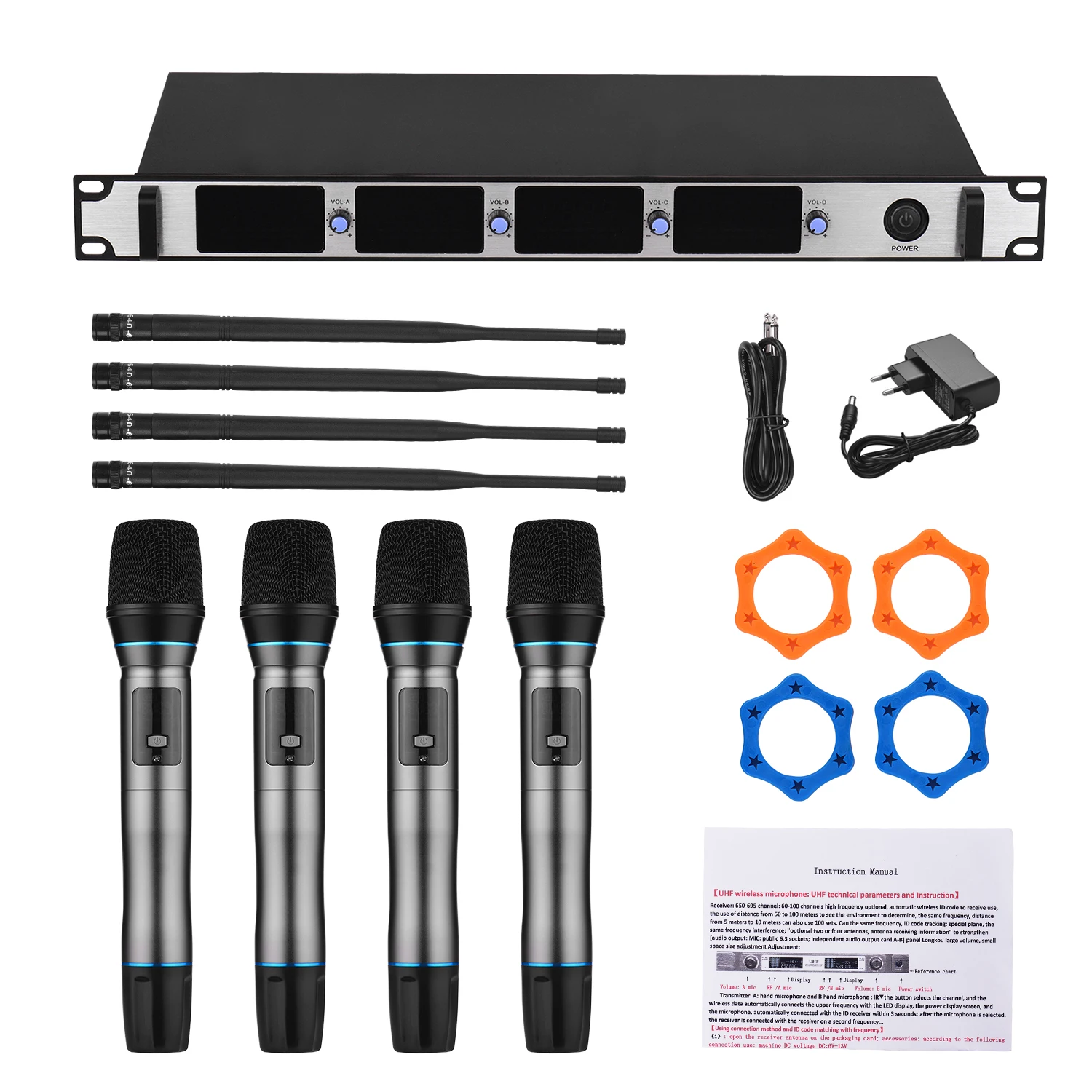 Профессиональная Беспроводная микрофонная система 4-канальный UHF беспроводной