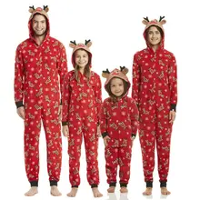 Модный Рождественский пижамный комплект, Рождественская Одежда для взрослых, для мужчин и женщин, детская одежда для сна из хлопка с длинными рукавами, ночная рубака, комбинезон