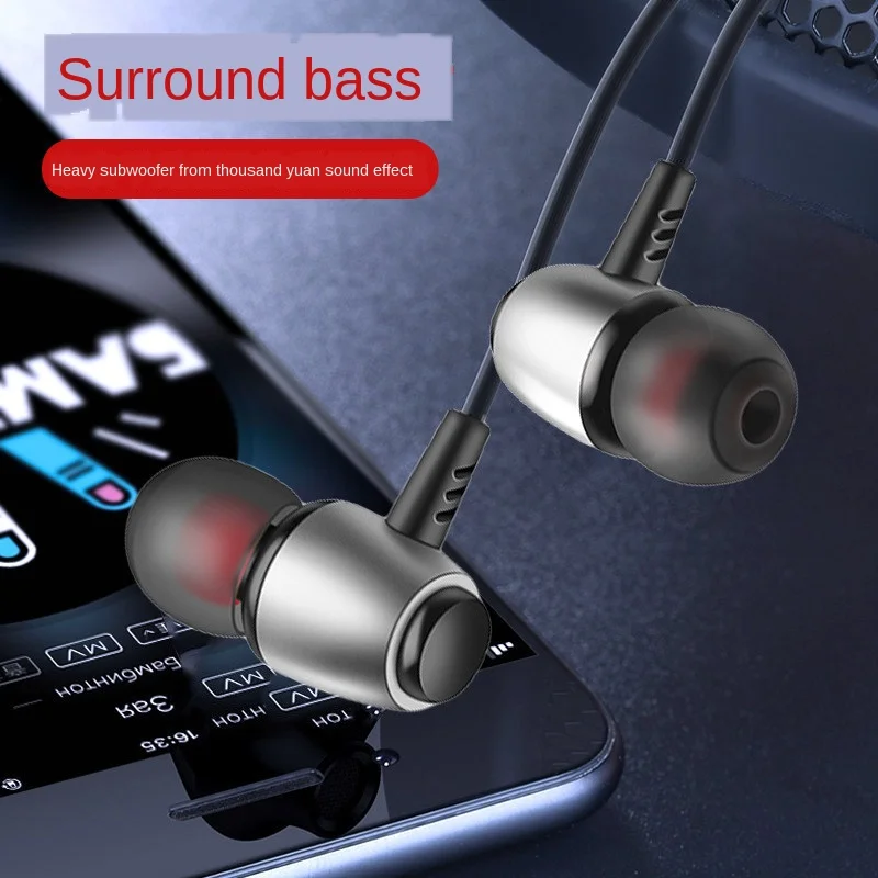 

Universal Metal Mobile Phone Headset In-ear 3D Stereo with Microphone Earplugs Wired Headset for Apple, Huawei, Samsung Phones