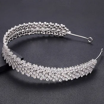

jankelly Fashion Ladies Wedding Headpieces With cube zircon Wholesale Bridal Hair Accessories Headdress Bridal Hair Tiaras