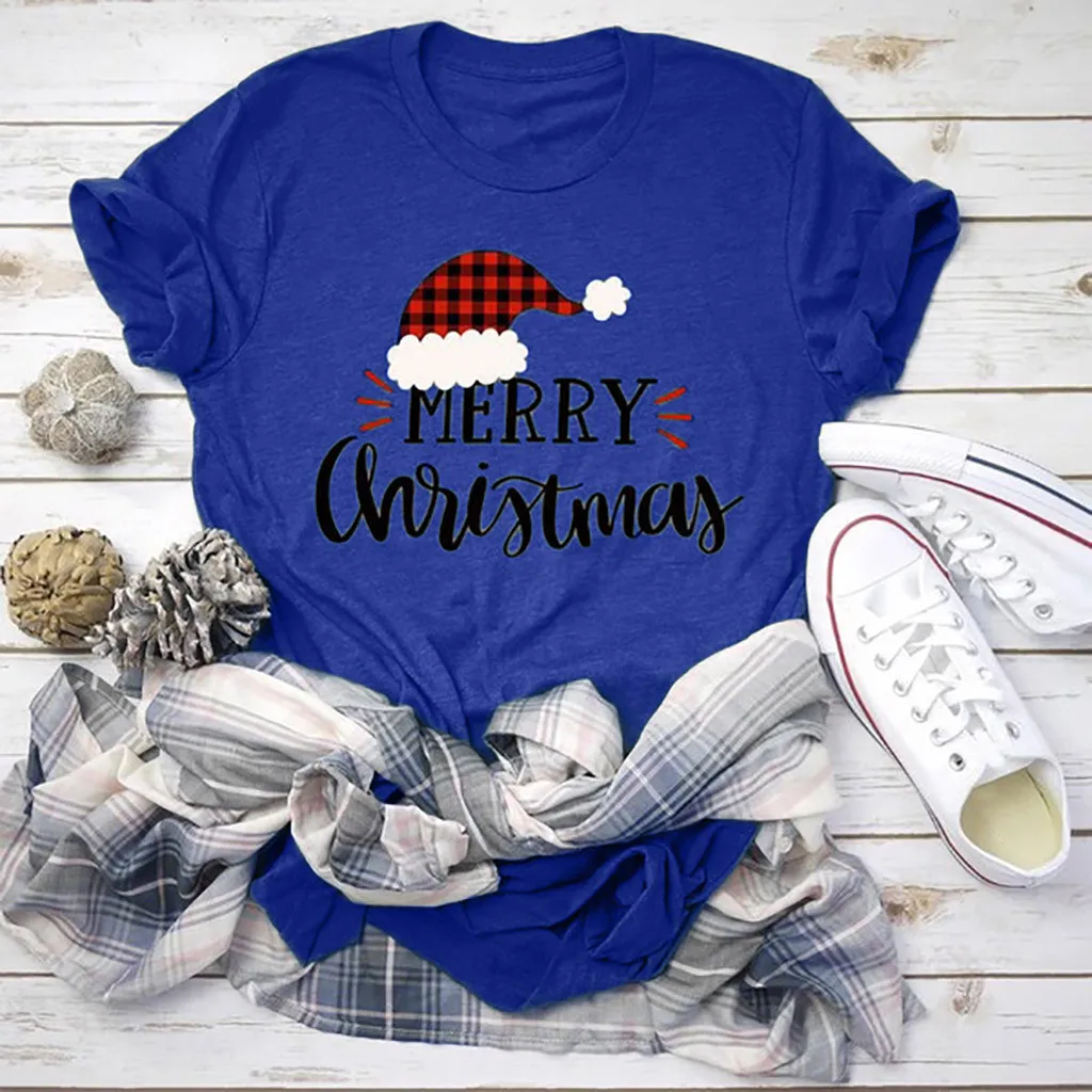 Merry Christmas футболка женская с буквенным принтом короткий рукав футболки топы Camisetas Mujer Рождество год женские свободные футболки