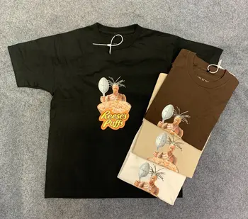 

2020 Summer New TRAVIS SCOTT REESE'S PUFFS TEE Astroworld T Shirt Men Women Couples Oversized T-Shirt HipHop Cotton Tees Men