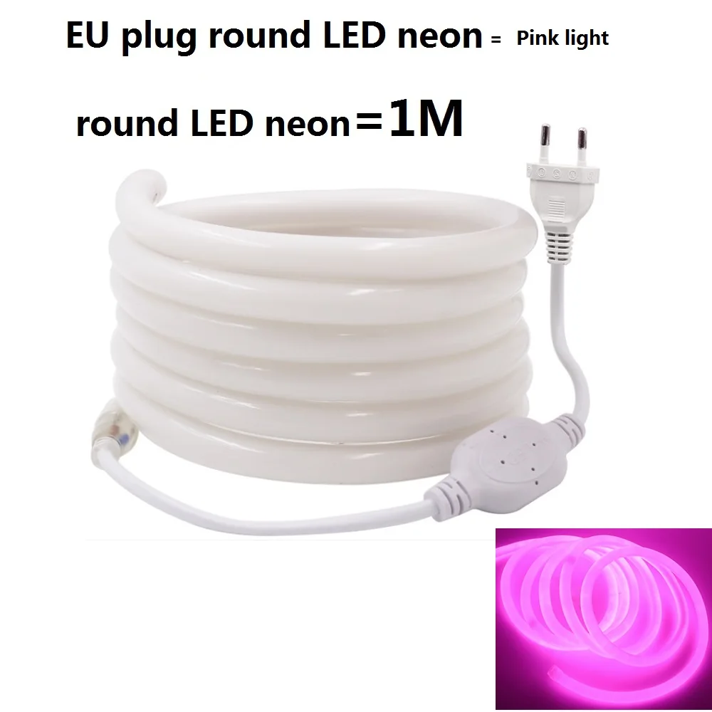 LED neon- pink light Светодиодный неоновый разъем соединители электронный кабель подключение данных и разъем провода ЕС штекер или 360 круглый светодиодный неоновый трубка - Цвет: LED neon- pink light