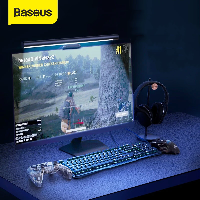 Lâmpada de Mesa para Computador Monitor de Computador Barra de Tela Lâmpada de Leitura Baseus Stepless Escurecimento Olho-cuidado Pendurado Luz Usb Alimentado Led