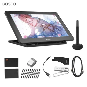 

BOSTO 16HD 15.6'' IPS Graphics Drawing Tablet Display Monitor 1920*1080 Resolution 8192 Pressure Level Rechargeable Stylus Pen