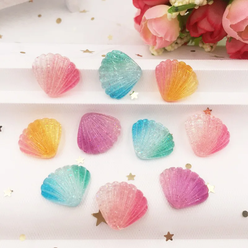 

Resin Multicolor Gradient Glitter Colourful Shell Flatback Cabochon Rhinestone DIY Scrapbook Decor Home Crystal Figurines Craft