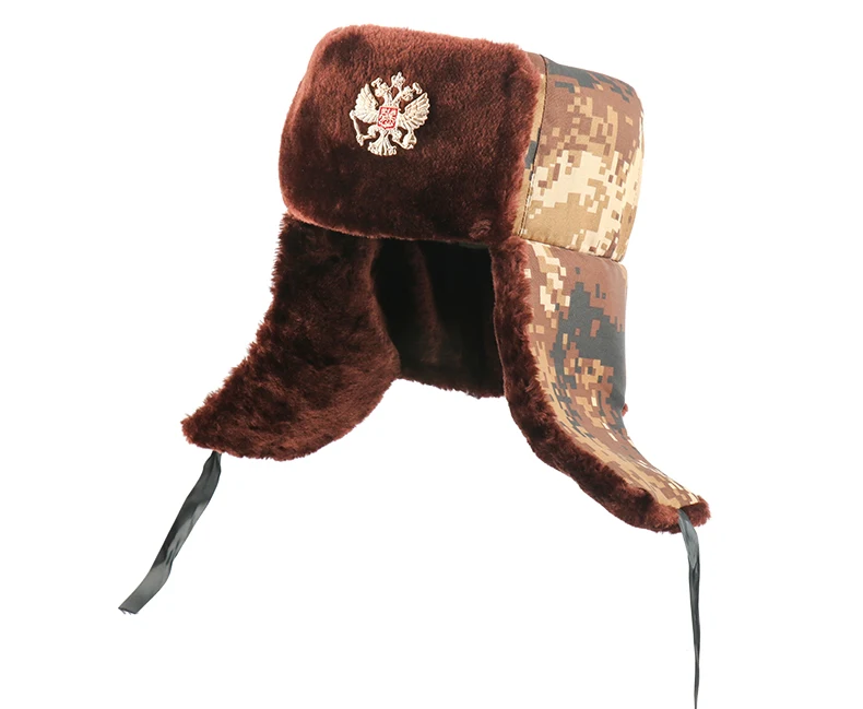 CAMOLAND, шапка-бомбер с советским значком для мужчин, армейская военная шапка-ушанка, русская ушанка, зимняя шапка с ушками, теплая шапка с искусственным мехом