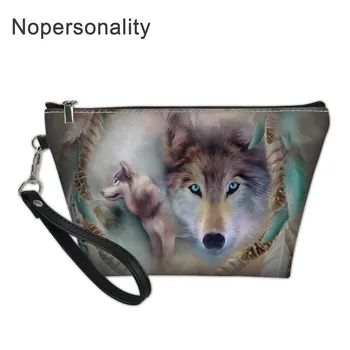 

Nopersonality Travel Cosmetic Bag Cool Wolf Printed Make Up Organizer Bag Toiletry Kit Storage Bag Women Makeup Case Wash Pouch