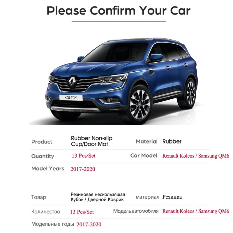 Для Renault Koleos samsung QM6 MK2 противоскользящая Подставка под ворота прорезиненная подстаканник аксессуары автомобильные наклейки