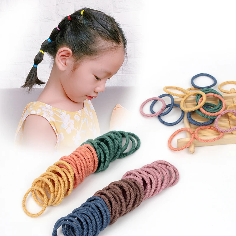 

100Pcs/lot Girls Hair Scrunchies Elasitc Hair Band Ponytai Holder Hair Ropes Colorful Elastics Hair Accessories