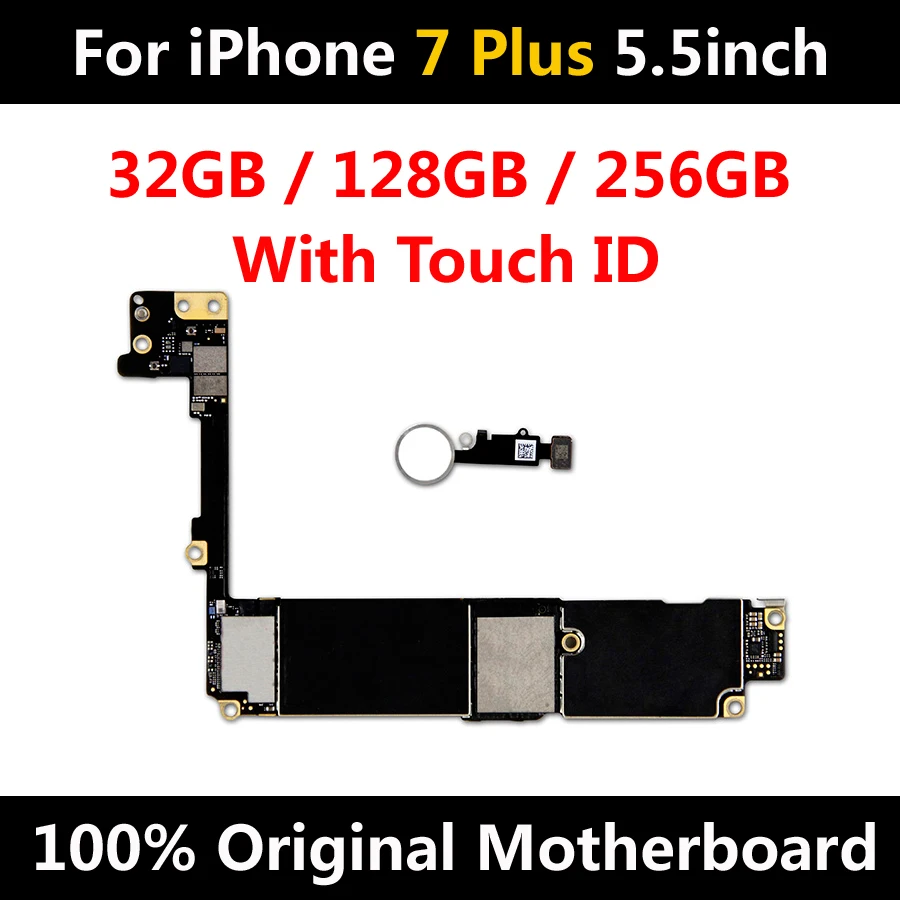

Factory Unlocked Motherboard For iPhone 7 Plus 5.5inch Original Mainboard With Touch ID IOS Full Functions Free Shipping
