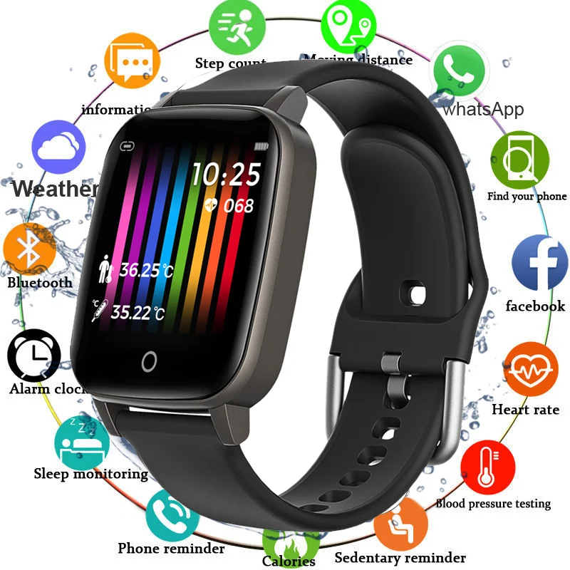 

2020 Body Temperature Smart Watch Men Blood Pressure Smartwatch Heart Rate Monitor Fitness Tracker Watch Women Waterproof Clock