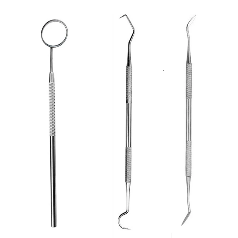 Набор для чистки зубов 3 шт. зеркальные лупы серповидный скалер шпатель
