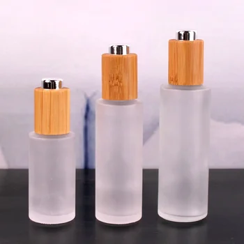

30ml 100ML 120ML 150ML Frost Glass Mist Spray Bottle Bamboo Pump Bottles Empty Cosmetic Toner Packaging Bottles