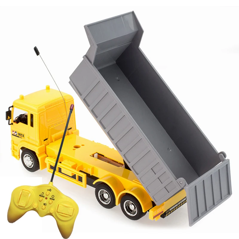 

RC cars dump truck Toys for children boys Xmas birthday gifts yellow color RC Engineering truck model Beach toys transporter