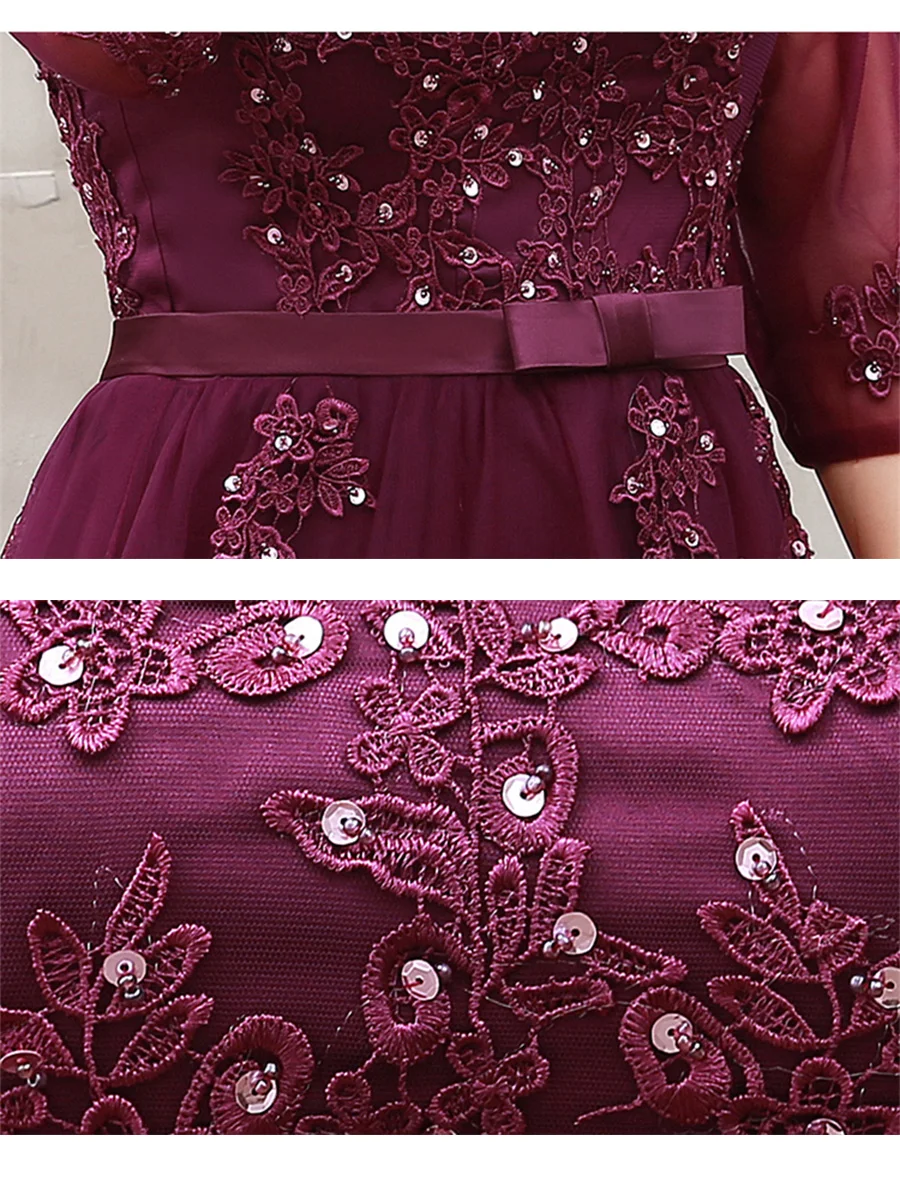 Вечернее платье с v-образным вырезом и рукавом три четверти Robe De Soiree женские вечерние платья размера плюс вечерние платья с вышивкой и блестками T076