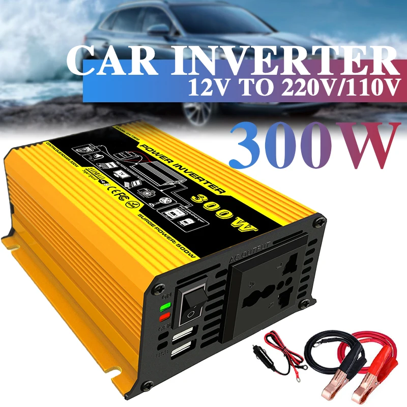 Inversor do Carro Transformador de Tensão Inversor de Energia 12v a 220v Inversor Amarelo Duplo Usb Display Led Eletrodomésticos 300w - 110v carro inversor amarelo duplo transformador de tensão