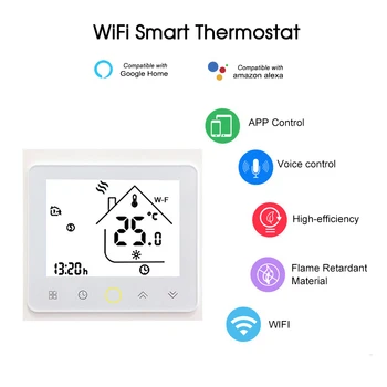 

Water/Gas Boiler Thermostat Smart Home WiFi Temperature Controller Voice / APP Control Compatible with Amazon Echo/Google Home