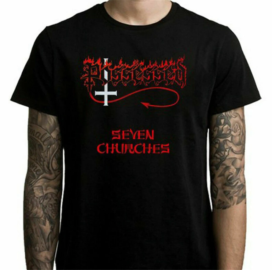 

Possessed Seven Churches Album Metal Band Mens Black Tshirt Size S To 3Xl Unisex Loose Fit Tee Shirt
