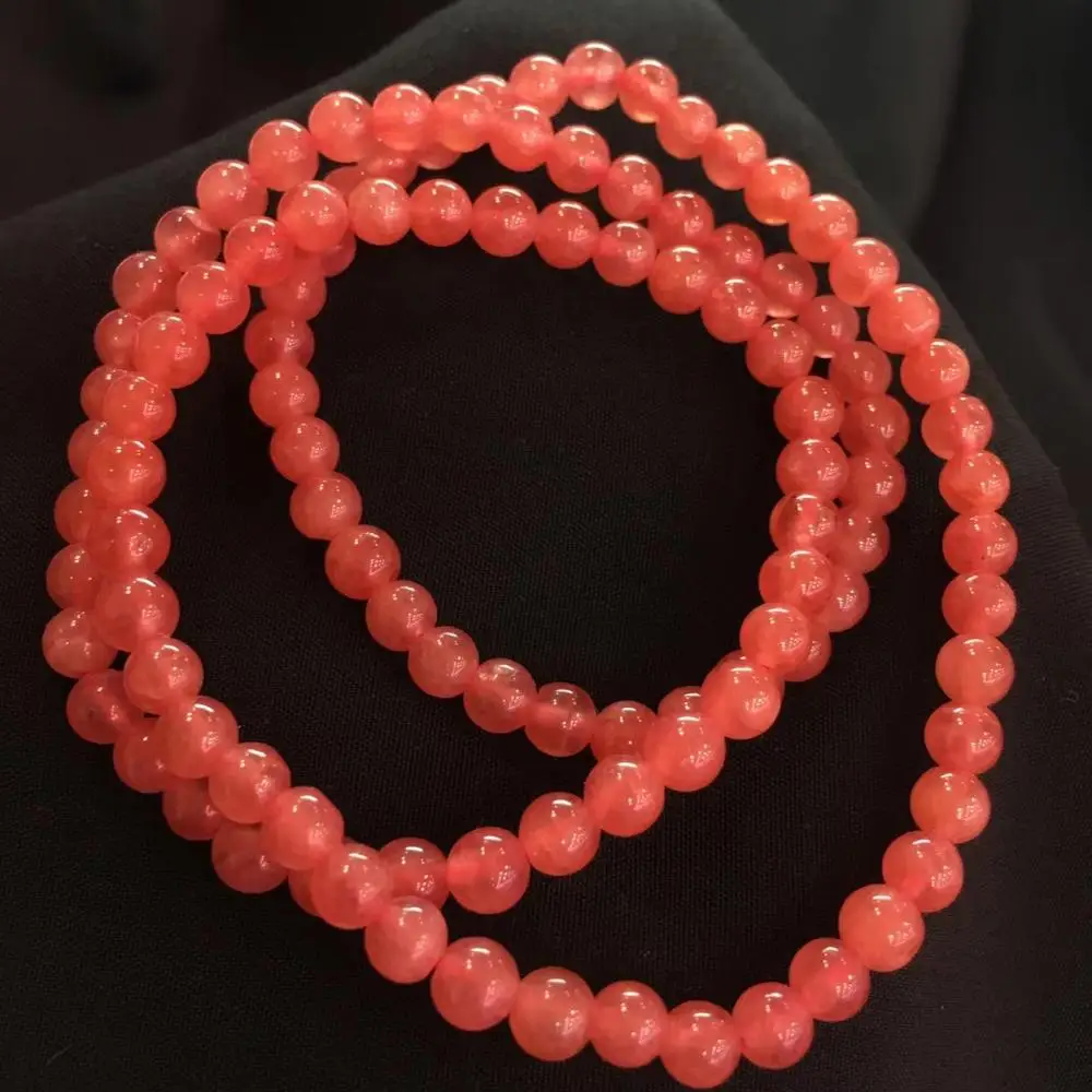 

Certificate Natural Red Ice Rhodochrosite Gemstone Round Beads 3 Laps Bracelet Necklace Lady Fashion Crystal 5mm AAAAAA