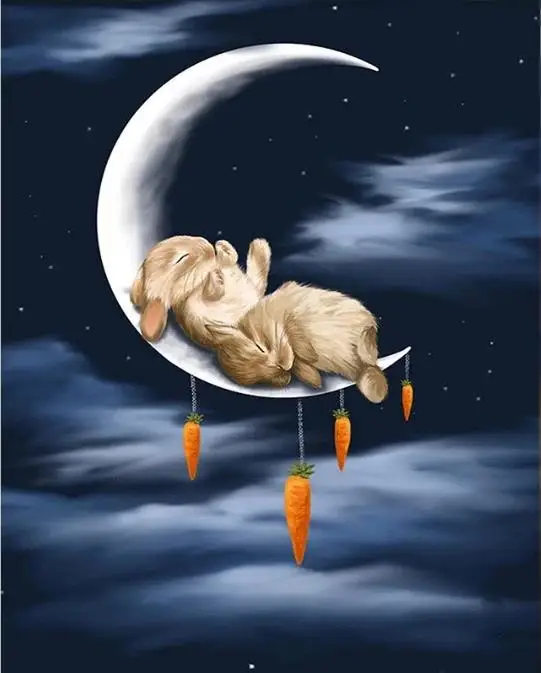 

Home Decoration DIY 5D Diamond Embroidered "Moon Rabbit" Cross Stitch Set Abstract Oil Painting Resin Hobby Crafts Gift