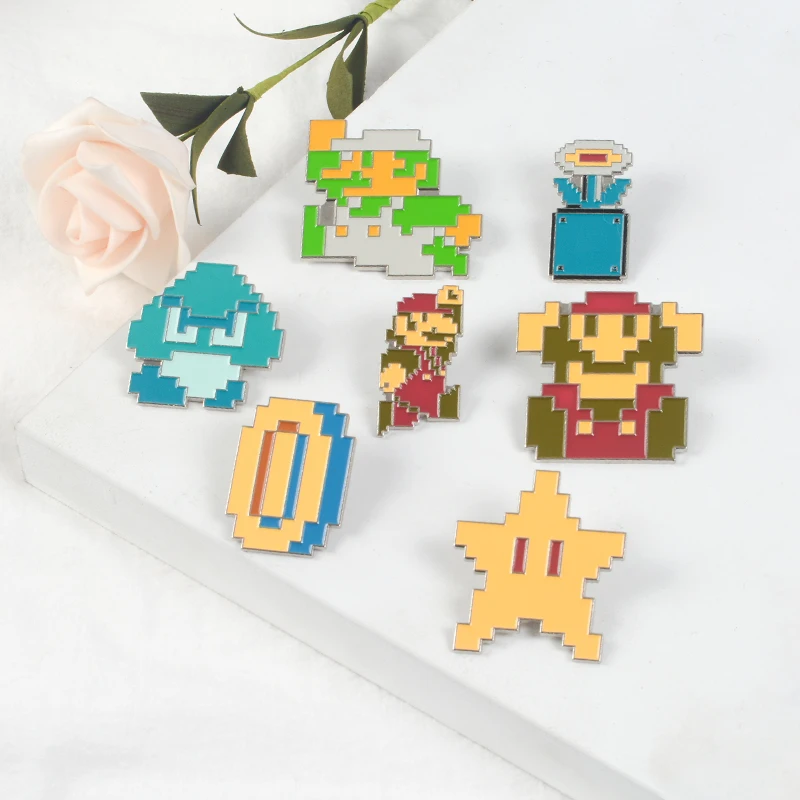 Популярный классический игровые значки Super Mario Bros значки с героями мультфильмов мешочек для брошек одежда эмалированные булавки подарки для любителей игр ювелирные изделия оптом