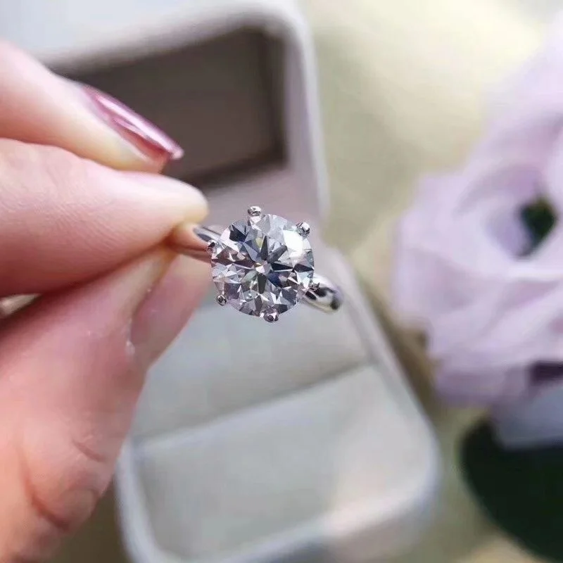 Kkmall Store круглое серебряное кольцо Moissanite 1.00ct D VVS роскошное серьги-гвоздики 925 |