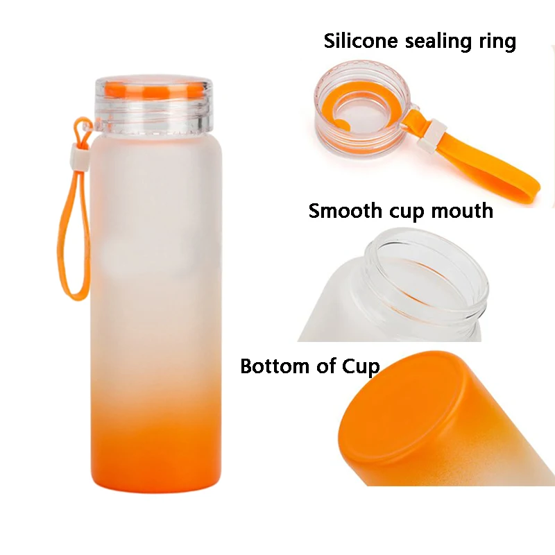 17 oz Gradient Color Frosted Glass Water Bottle – Tumblers & Cups