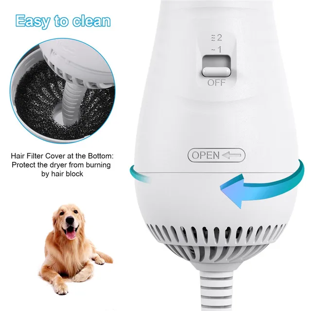 Portable Dog Dryer 2-In-1Hair Dryer For Dogs Adjust Temperature Low Noise Pet Dryer Dog Grooming Comb Fur Blower Seche Cheveux 5