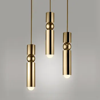 

Nordic Brass Pendant Lamp Modern Kitchen Lamp Dining Room Bar Counter Shop Pipe Pendant Down Tube LED Lights office Silver Light