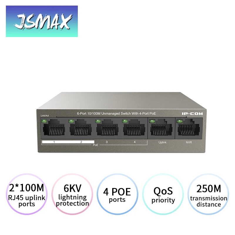 JSMAX JS F1106P-4-63W 4 + 2 POE Switch4 Ethernet порт порта Uplink Poe переключатель для