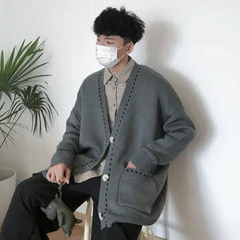 

Men's sweater 2019 autumn and winter new casual loose knit cardigan sweater youth personality fashion trend men's clothing