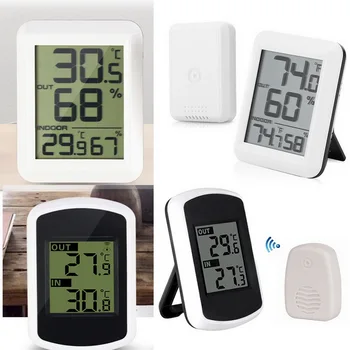 

Digital LCD Temperature Humidity Meter Household Indoor Outdoor Hygrometer Thermometer Weather Station With Clock