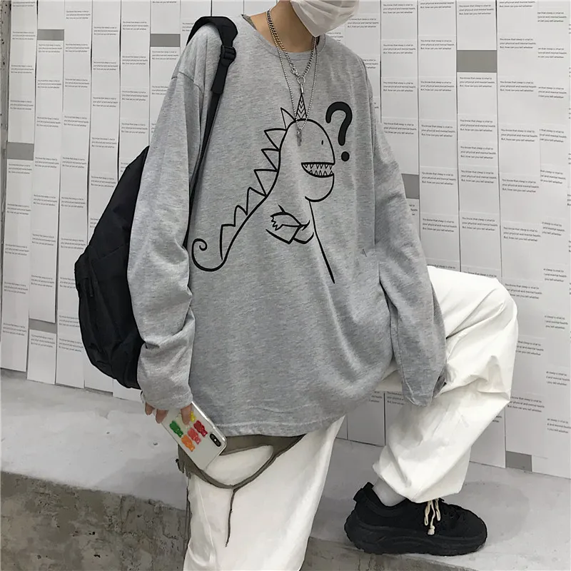 men clothes 2019 minimalist Solid All-match dinosaur Monster Simple print long sleeve t shirt men jurassic park Cute anime shirt men clothes 2019 minimalist Solid All-match dinosaur Monster Simple print long sleeve t shirt men jurassic park Cute anime shirt