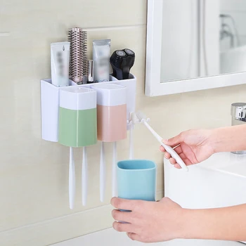 

Bathroom Accessories Set Dust-proof Toothbrush Holder Cup Wall Mount Toothpaste Storage Box Toothbrushes Shelf Tooth Paste Rack