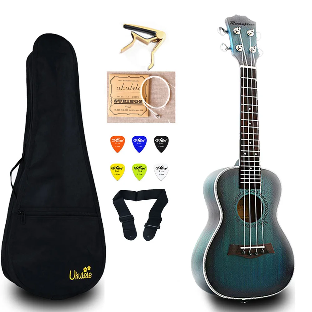 UK2329A 23 дюймов Гавайские гитары укулеле красное дерево концертная Ukelele мини-гитара с сумкой Капо струнный ремень медиаторы подарок Гавайские гитары UK2329A - Цвет: UK2329A